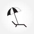 Lounger or chaise lounge and beach umbrella icon isolated on white background. Vector illustration. Royalty Free Stock Photo